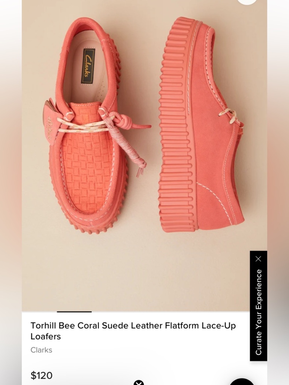 Clarks Suede Torhil Bee Comfort Platform Moccasin Toe Loafers (Coral) - Picture 2 of 16